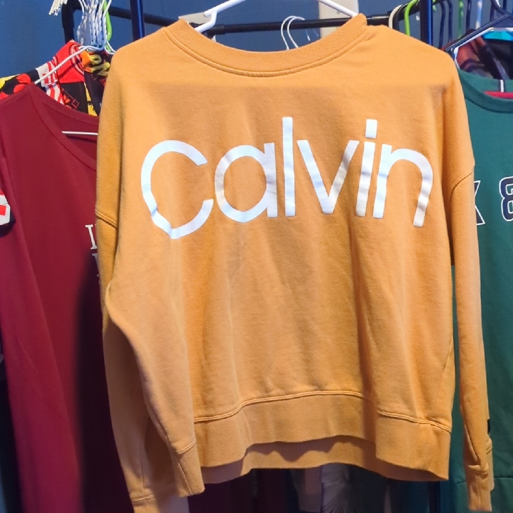 Calvin Klein Mustard Sweatshirt with White Logo